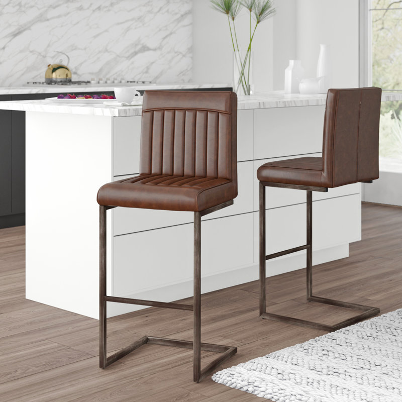 Casteel Upholstered Counter Stool, Antique Cigar Brown, Counter Stool (26" Seat Height)