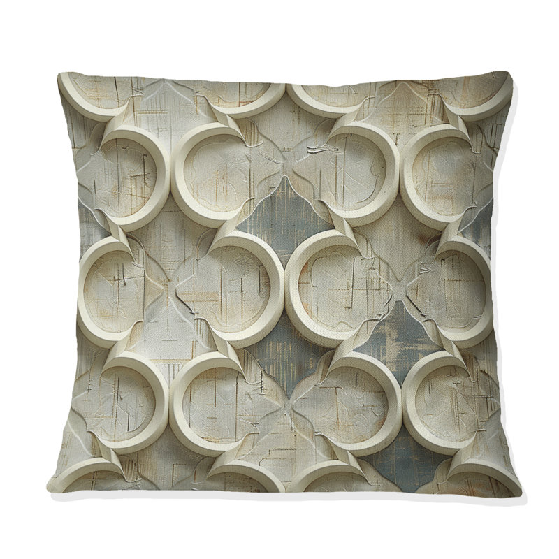 Coussin Ivoire Quatrefoil Wonders I - Midcentury, H 18 po x l 18 po
