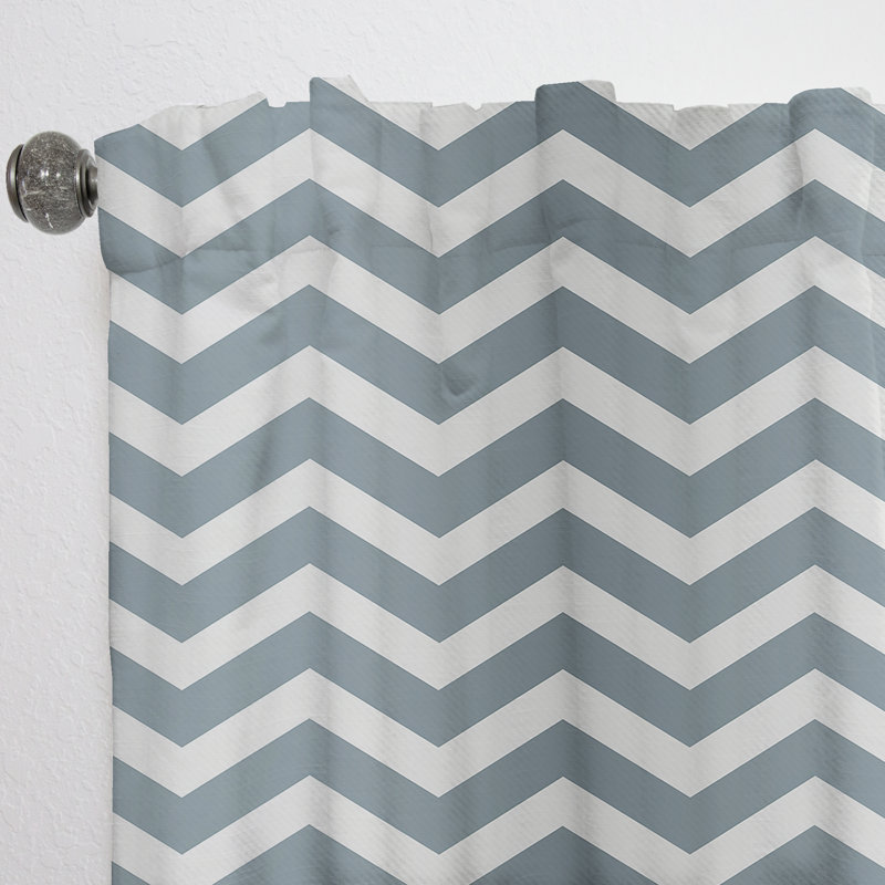 Chevron contemporain blanc et gris - Rideau à chevrons - Rideau à chevrons obscurcissant - 1 panneaux, L 52 po x L 84 po