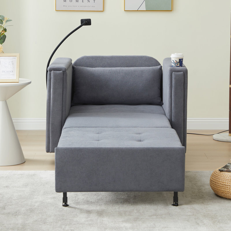3-In-1 Convertible Sleeper Chair Bed, Gray