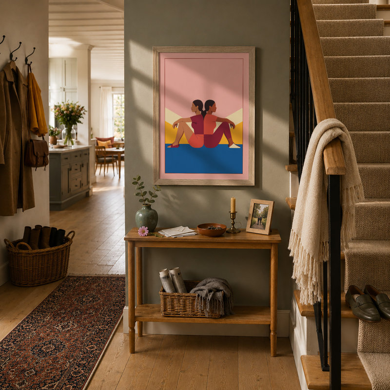 Back to Back Modern - Framed Print, A4 - 29.7 x 21.0 cm, Oak