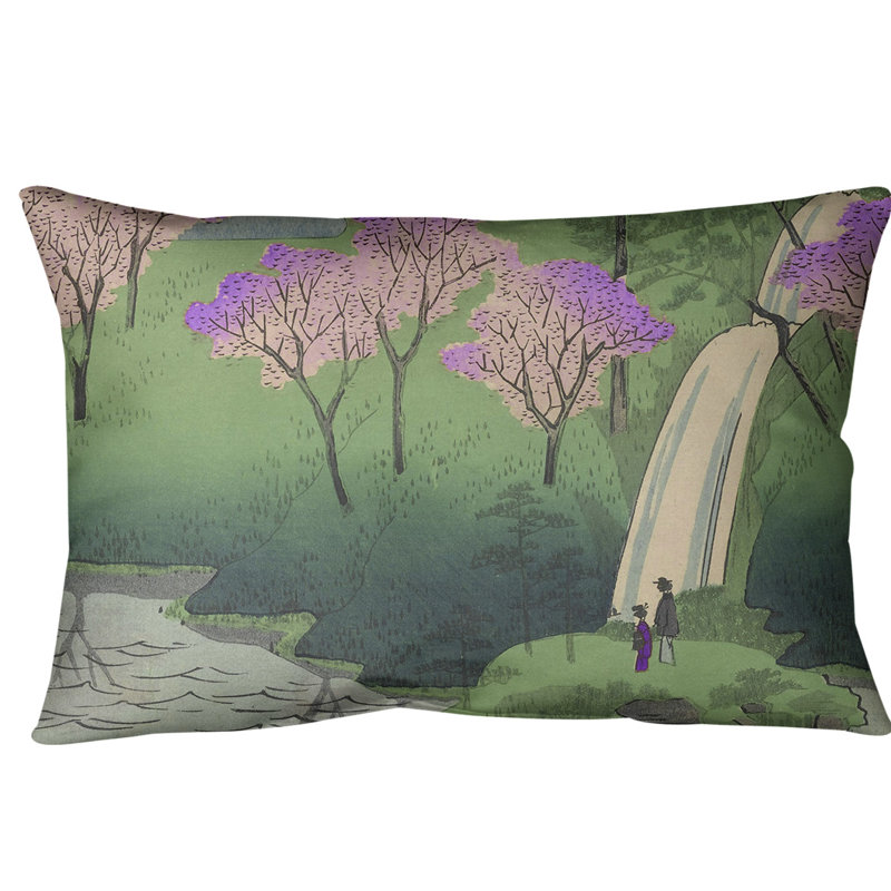 Coussin lombaire chiyogaike étang, Mauve, Polyester sergé
