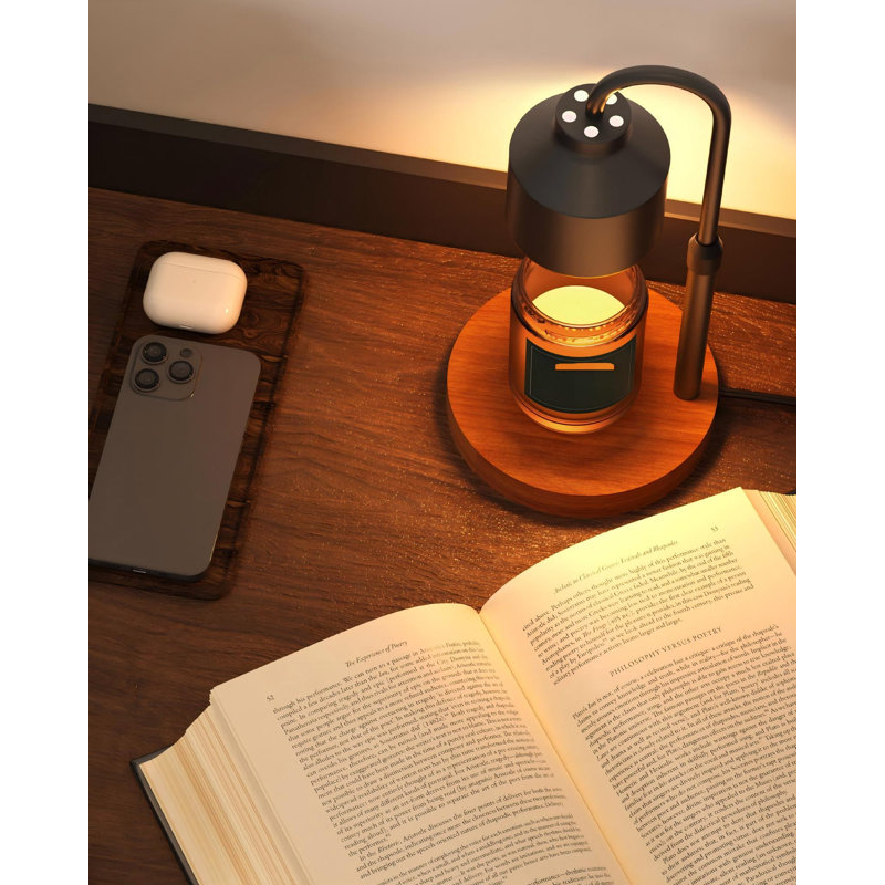 Lampe chauffe-bougie électrique noire, chauffe-bougie avec minuterie, chauffe-cire pour bougies en pot, chauffe-bougie à hauteur réglable avec 2 ampoules