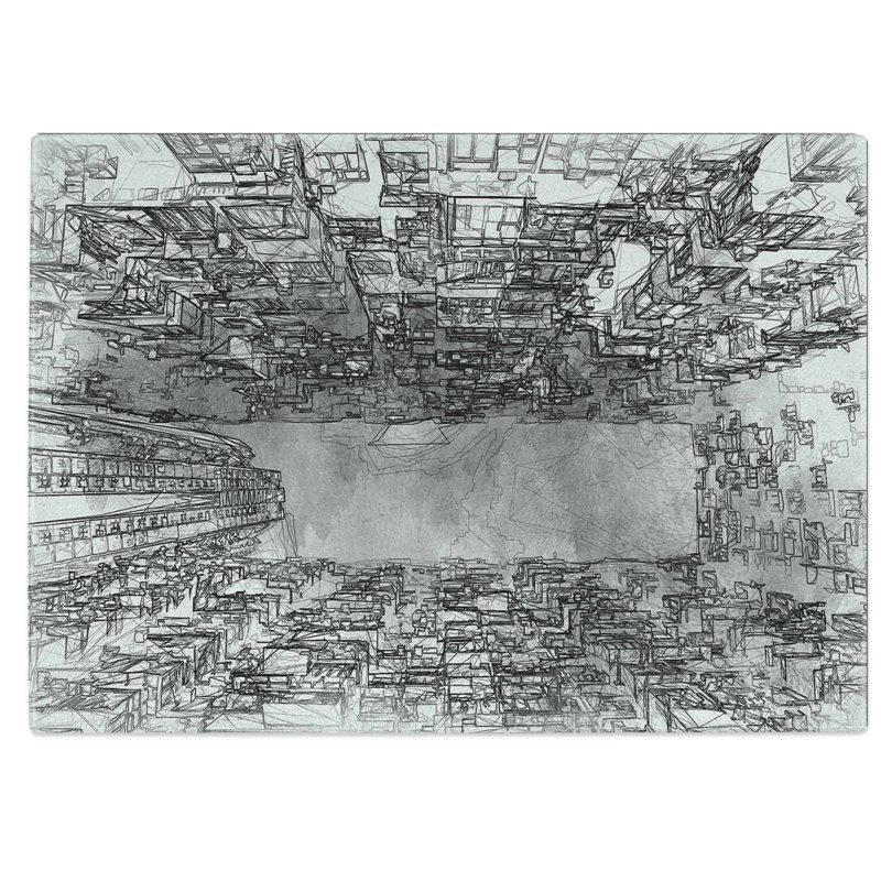 Tempered Glass Architecture Sketch Vol.5 Chopping Board, 39 cm W x 28.5 cm L