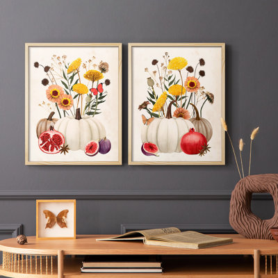 «Fall Botanicals I», reproduction encadrée de qualité supérieure - prête à être accrochée - aucun clou requis - aucun clou requis