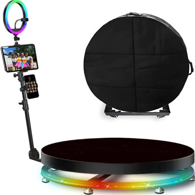 360 Photo Booth With Rotating Hd Camera, Motorized Platform & Rgb Lighting For Events