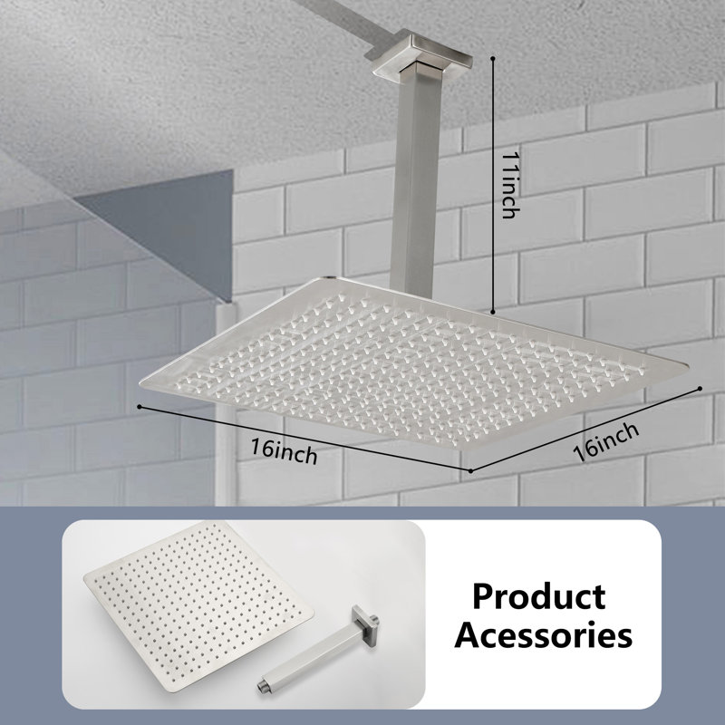 Rain Fixed Shower Head 2.5 GPM GPM, Brushed Nickel