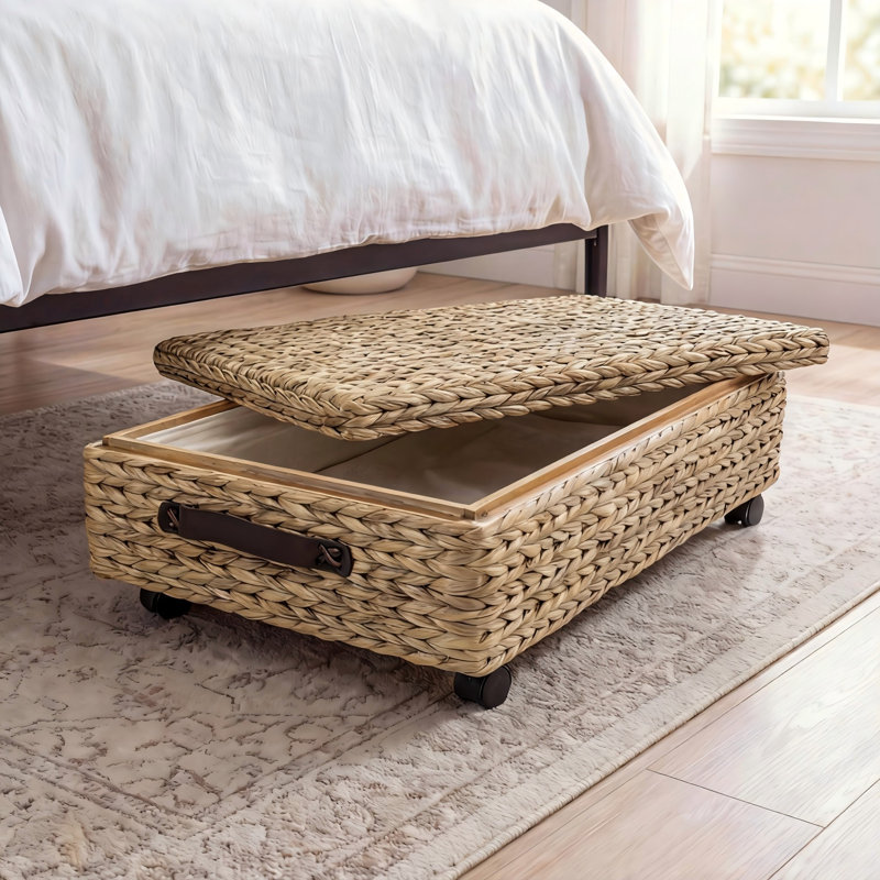 Under Bed Storage Bin with Wheels and Handles for Storage and Decoration in Bathroom, Bedroom, Closet, Entryway, Guest Room, (Natural)