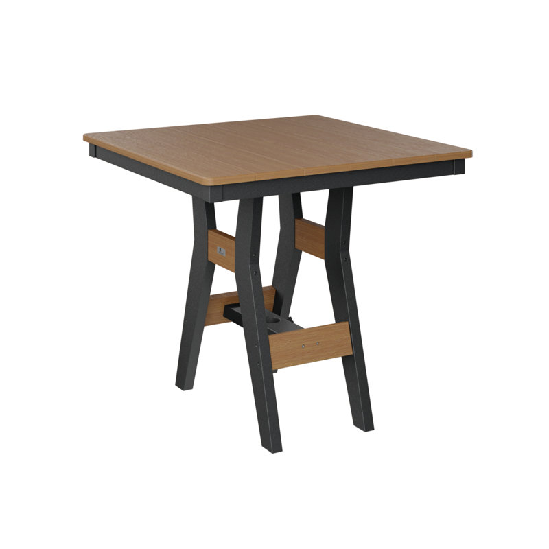 Harbor Outdoor Square Dining Table, 30.37" H x 33" W x 33" D, Black, Natural Teak
