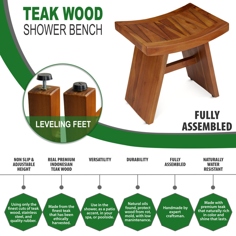 18'' W Teak Shower Bench