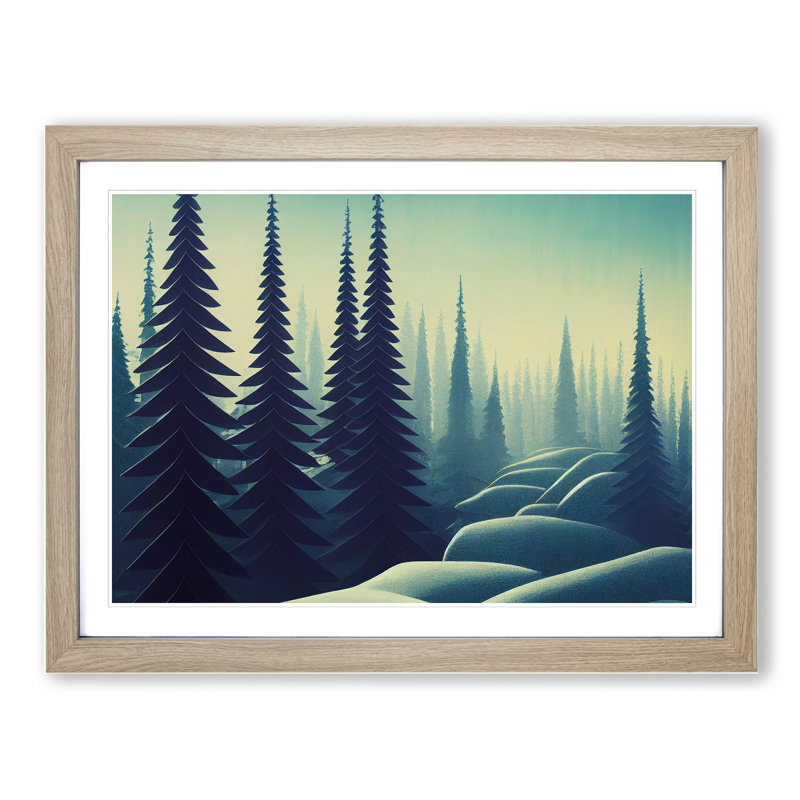 Pine Tree Forest at Winter 1 Piece Single Picture Frame Wall Art, 34cm H x 46cm W, Beige