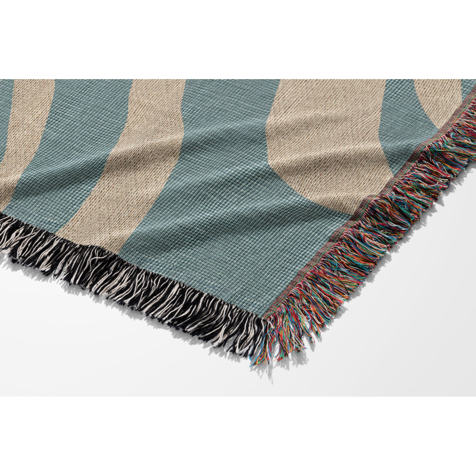 Kayle Cotton Throw Blanket, 60" x 80" – Queen, Blue/Beige