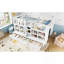 Lit mezzanine simple avec tablettes et rangement multiples, bas avec rideau sous le lit et tableau noir, aucun sommier nécessaire, blanc-718591521-718591520