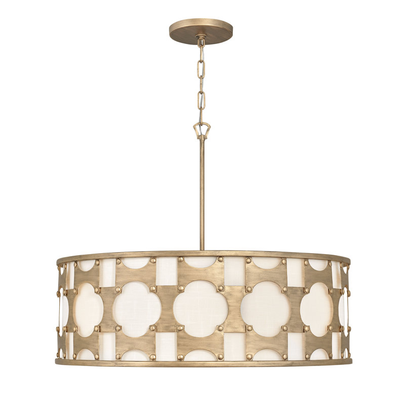 Lustre tambour 6 lumières à abat-jour Carter