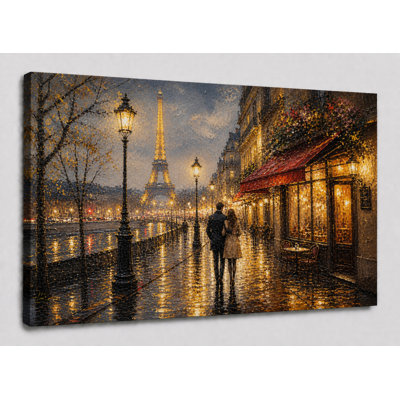 Large Romantic City Street Lights Canvas Wall Art Paris Style Urban for Living Room Bedroom Wall Decor 24x36 Inch Canvas Print - Ready to hang