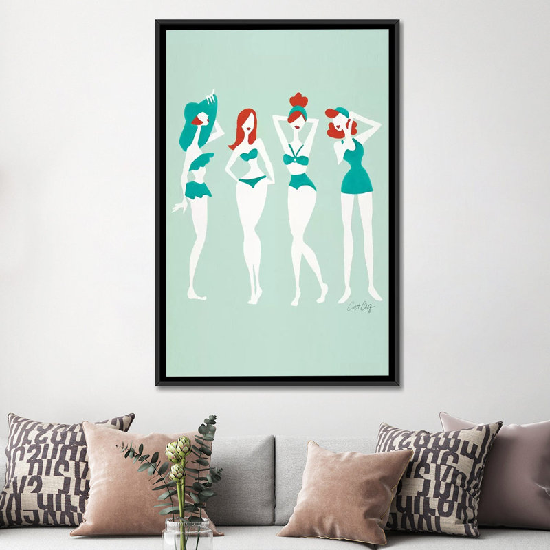 Strickler Redheads On Mint Beach Bombshells, Toile avec cadre noir, H 60 po x l 40 po x P 1,5 po