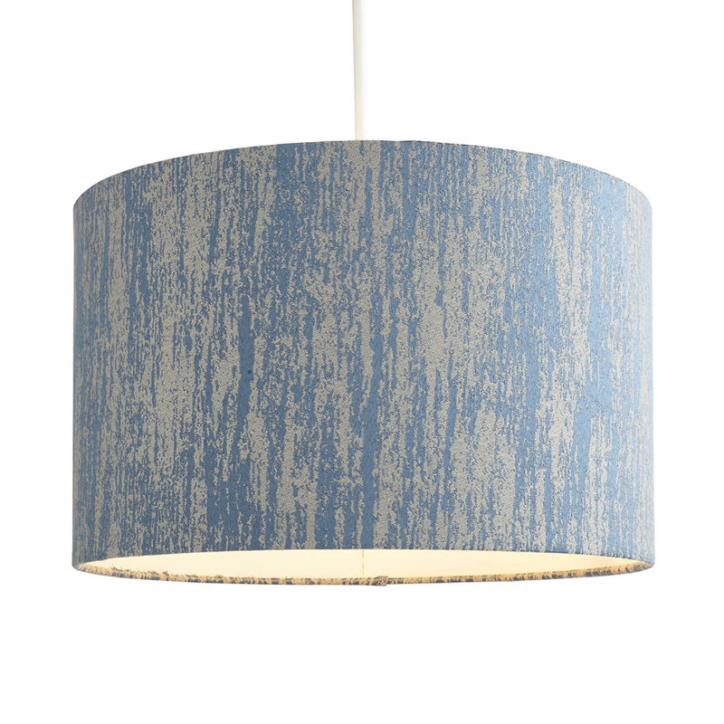 Drum Fabric Pendant Shade ( Screw On ), 22cmH x 35cmW x 35cmD, Blue