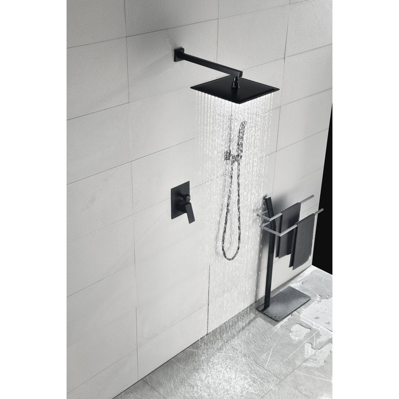 Wall Mounted Matte Black 12" Shower Head - Self-cleaning Nozzle For Smooth Water Exit Brass Complies With American Standard Pipe Unhindered Flow Fits