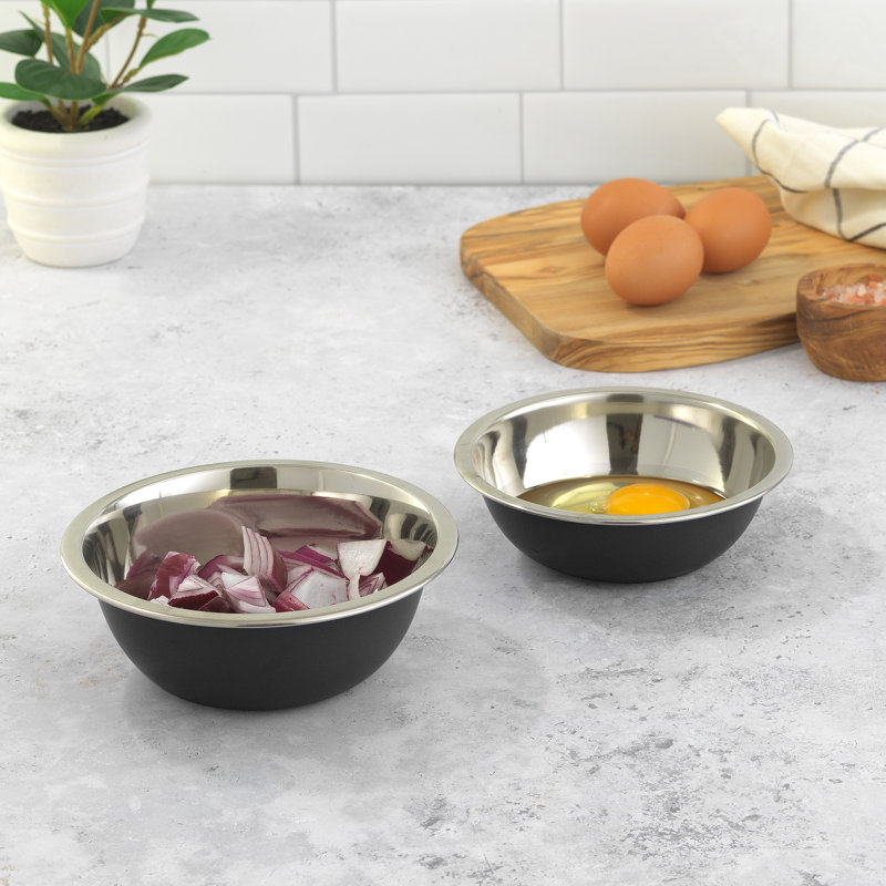 Brightware Stainless Steel Mixing Bowl  - Black - Set of 6, Black