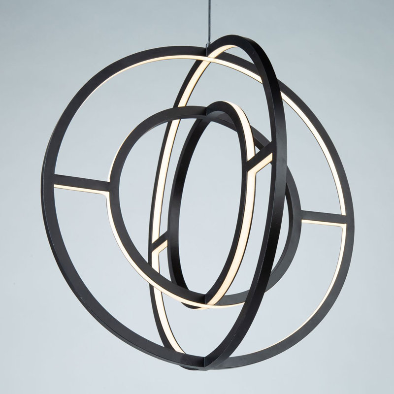 Luminaire suspendu géométrique unique à DEL 4 lumières Celestial, H 138 po x l 16 po x P 16 po