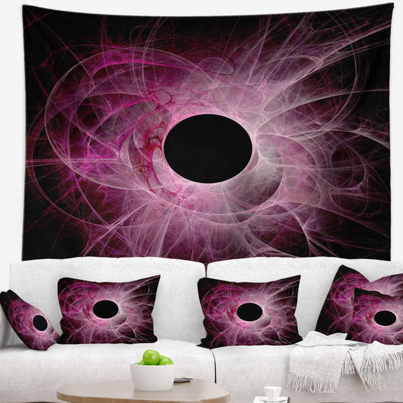 Tapisserie de cercle à fractales abstraites, H 32 po x l 39 po