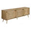 Meuble télé, 72 po, meuble multimédia, meuble de rangement, console, stratifié noyer, ruppie maritime naturelle, milieu du siècle, moderne