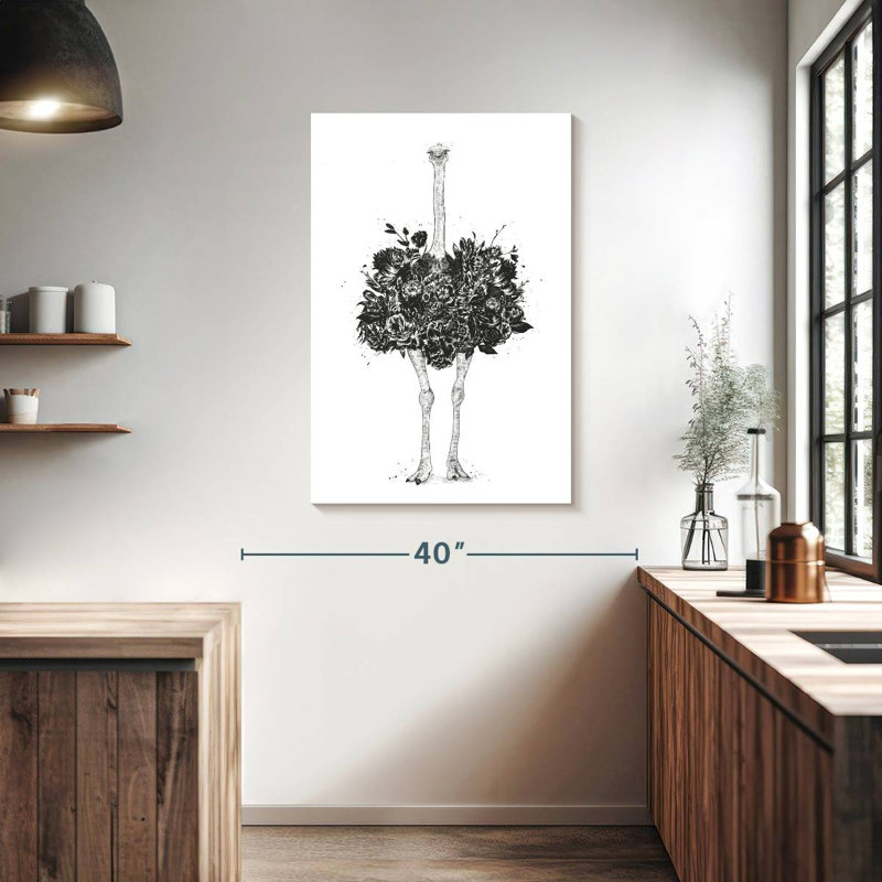 Brampt Floral Ostrich, 39" H x 26" W