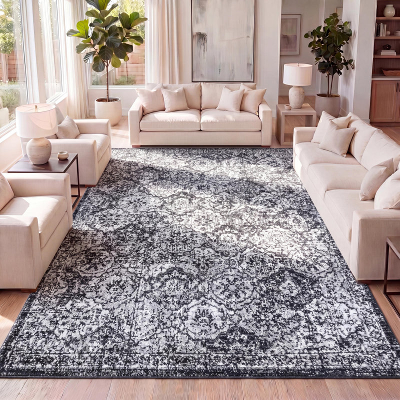 Tapis noir / ivoire Modern Persian, Rectangle 4pi x 6 pi
