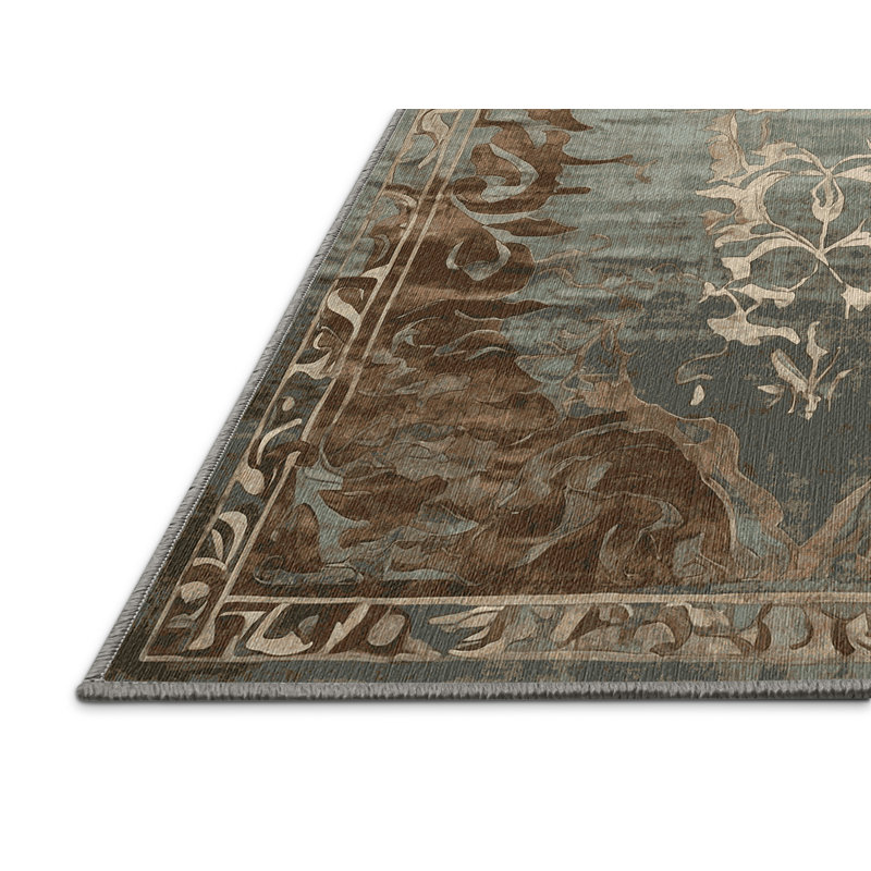 Tapis gris lavable à la machine, Rectangulaire 3 pi x 5 pi