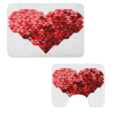 Burgundy Bathroom Rug Set 2 Pieces Rectangle & Contour Mats Red and Ruby