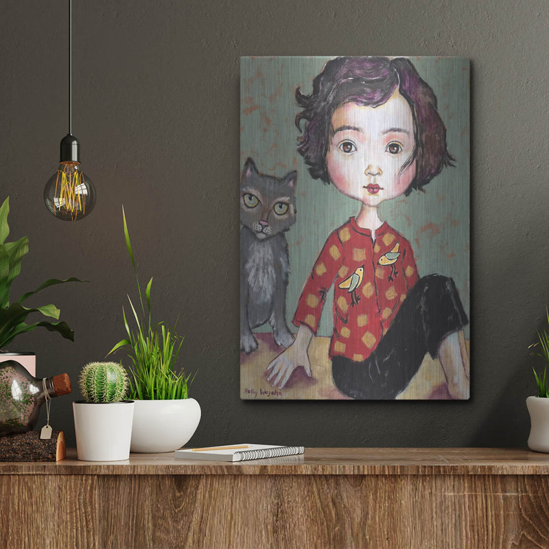 «Girl With Cat» par Holly Wojhan, H 16 po x l 12 po