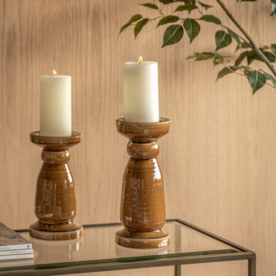 Scented Unscented Flameless Pillar Candle with Ceramic Holder