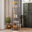 Aniwa 5 Tier Wooden Corner Bookcase Tall Bookshelf Storage Shelves Rustic Industrial Living Room