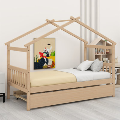 Lit en bois avec lit gigogne