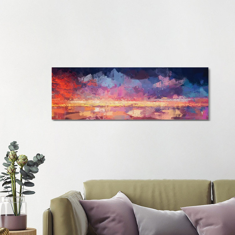 Sunset In The Matrix by Van Credi - Panoramic Painting on Canvas, 40.64cm H x 121.92cm W x 3.81cm D, Wrapped Canvas