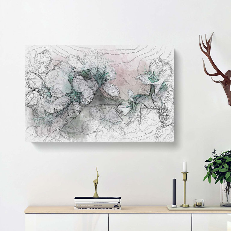 White Cherry Blossom Tree In Bloom In Abstract - Wrapped Canvas Painting, 60cm H x 91cm W x 3cm D