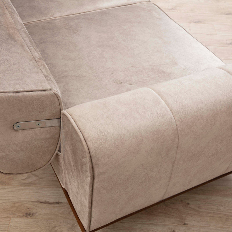 Canapé rembourré Hazrudin, 100 % polyester crème