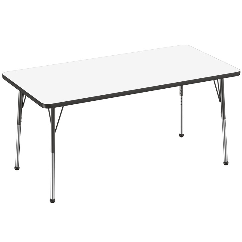Table d'activités rectangulaire, Roulement à bille standard, 30" x 60", Tableau blanc / noir