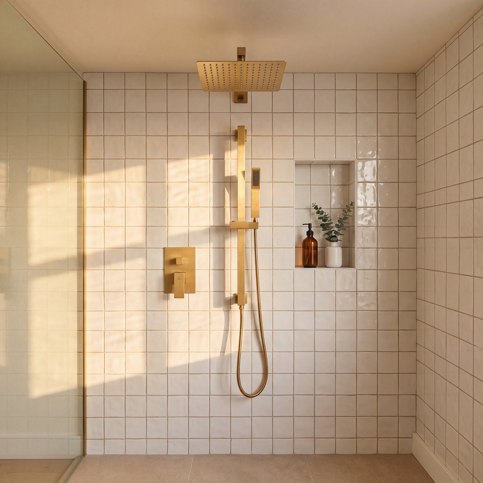 Slidea Complete Rainfall Shower System, Brushed Gold