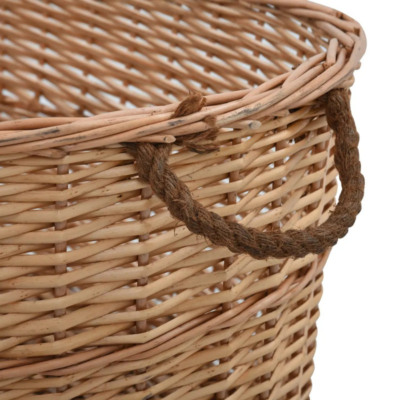 Anara Firewood Basket with Carrying Handles 88x57x34 cm Natural Willow, 34 cm H x 88cm W x 57cm D