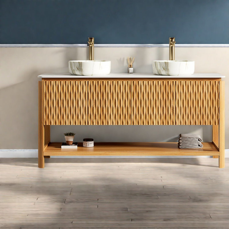 Meubles-lavabos modernes de 152 cm (incluant le meuble et le lavabo) avec rangement