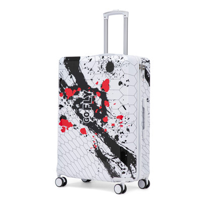 Valise à roulettes 28 pouces pour PC, valise de transport, avec motif imprimé et serrure à combinaison (noir)