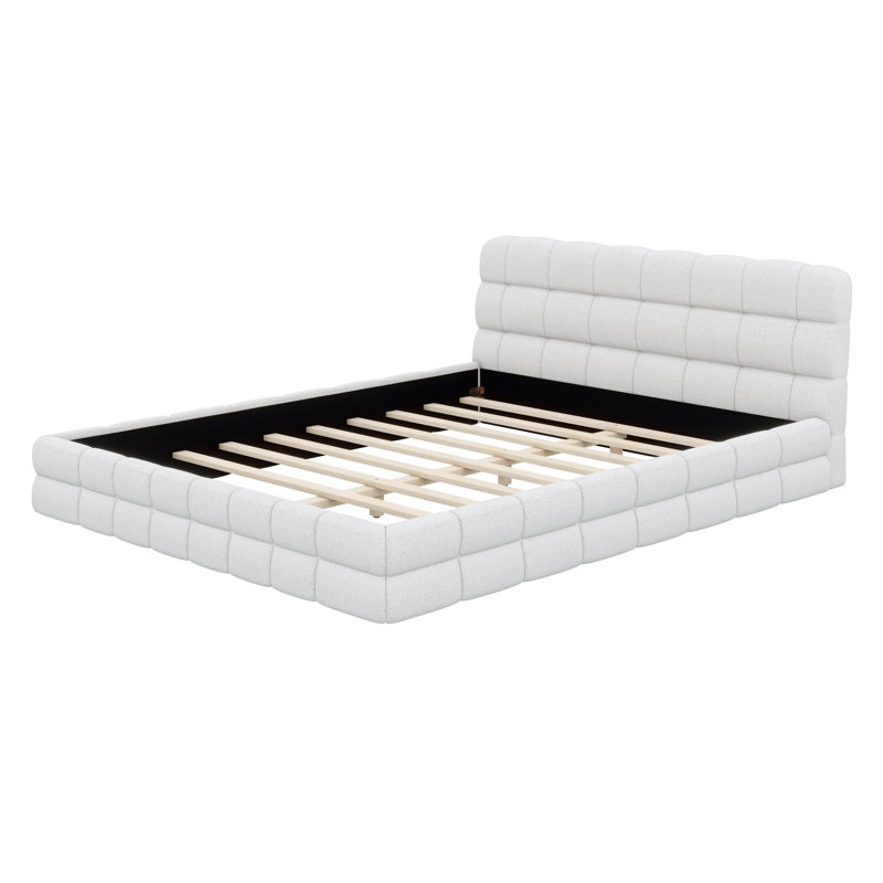 Lit télé tapissier Deb, Blanc