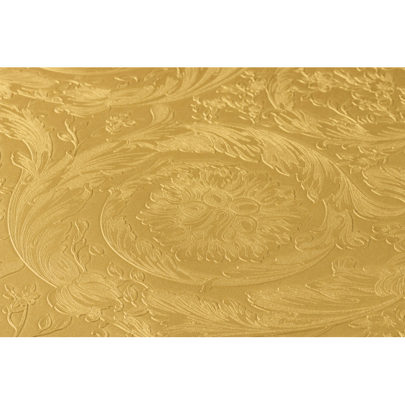 Versace Rose Gold Sublime Unpasted Vinyl Wallpaper, Gold