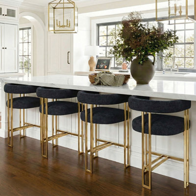 25" Upholstered Gold Chenille Counter Stool