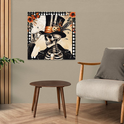 Art floral rétro squelette d'Halloween