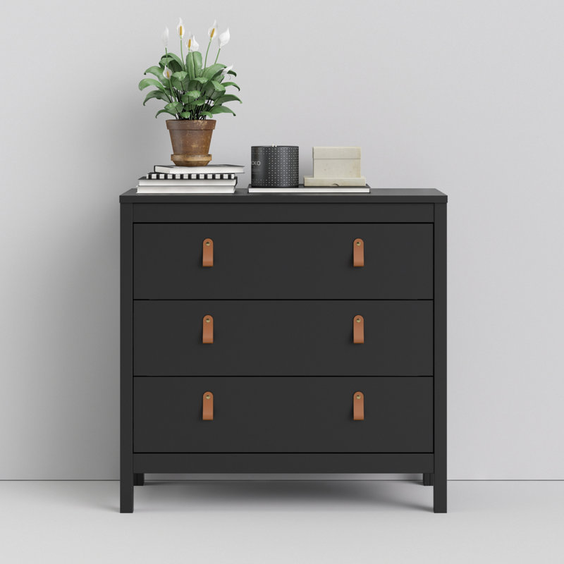 Finnmark 82.1cm W 3 - Drawer Chest of Drawers, Black