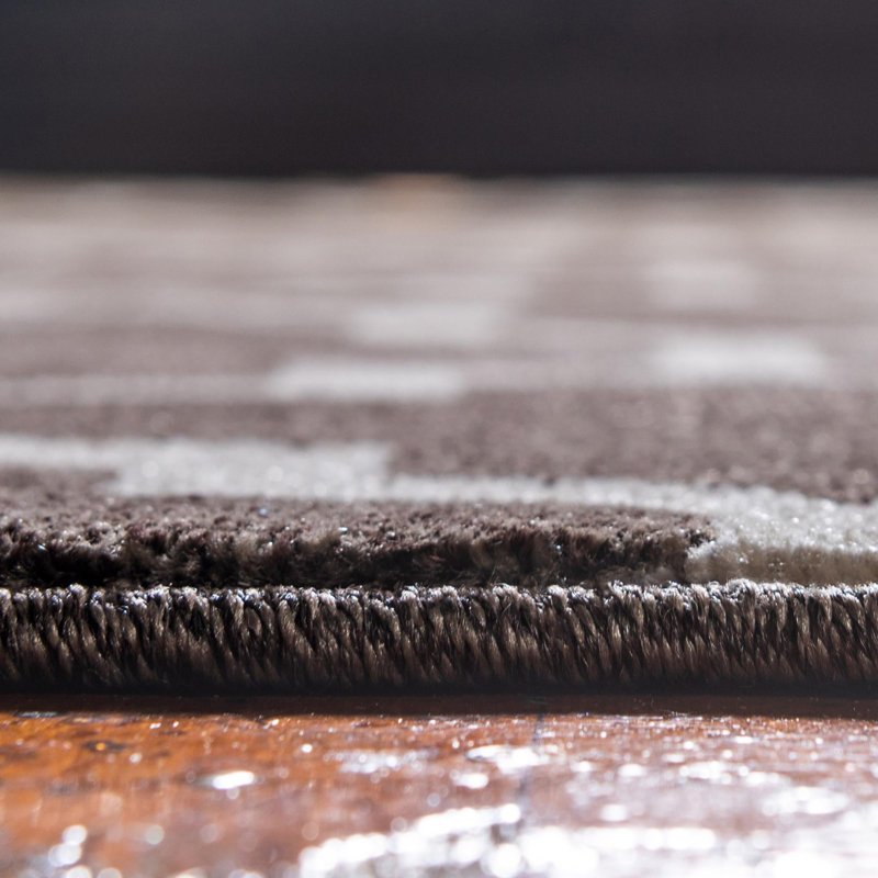 Tapis brun clair à motif géométrique Molly, Carré 10 pi