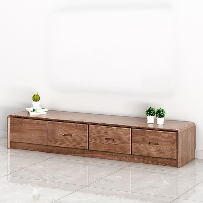 Meuble télé en bois de frêne, Noyer, H 13,8 po x L 81,9 po x l 17,7 po