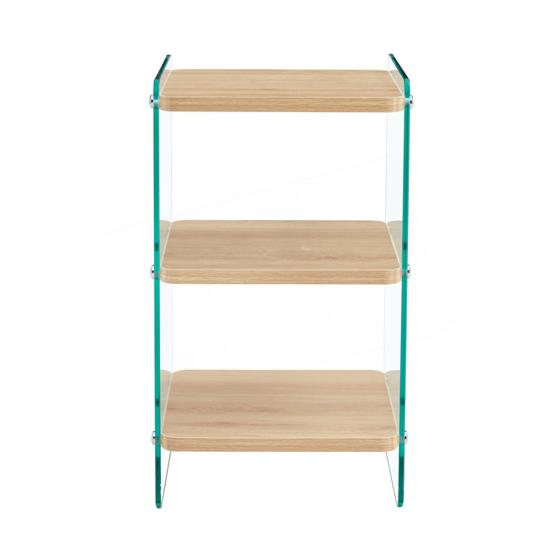 Three-Tier Bedside Table, Wood/Clear